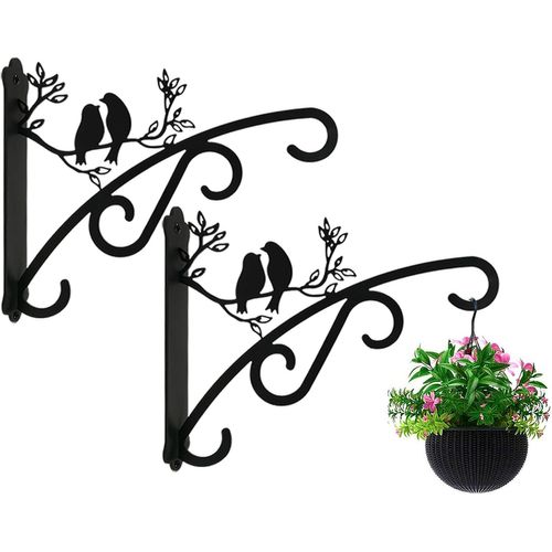 Nouvelhorizonstore-Lot De 2 Supports De Panier Suspendus Pour Ext¿¿Rieur Et Int¿¿Rieur, Grands Supports De Plantes Avec Crochets Muraux En Acier Massif Pour Lanterne/Lumi¿¿Re/Mangeoire ¿¿ Oiseaux, 2 Croc