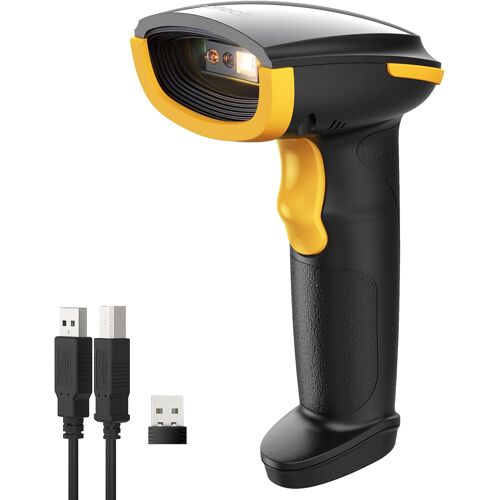 VornixorSarlshopLecteur Code Barre sans Fil 1D 2D QR, Douchette Code Barre 3 en 1 Compatible avec Bluetooth et 2,4 GHz sans Fil et Filaire USB, 2600 mAh, avec APP et SDK, pour Android iOS PC, BCST-23