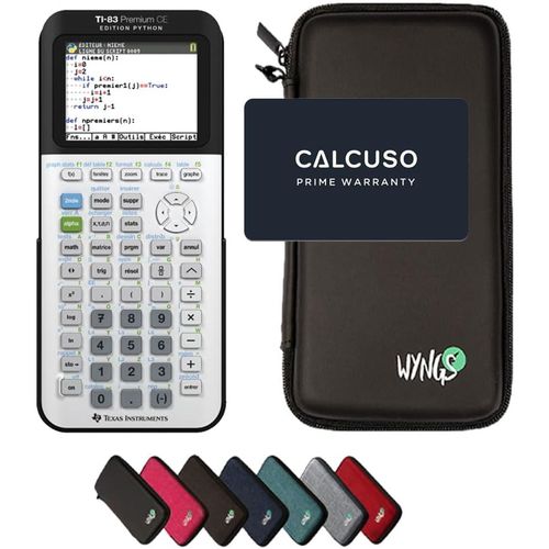NouvelHorizonstore-CALCUSO Pack ¿¿conomique: TI 83 Premium CE Python Edition Calculatrice Graphique + ¿¿tui de Protection WYNGS Noir + Garantie ¿¿tendue de CALCUSO