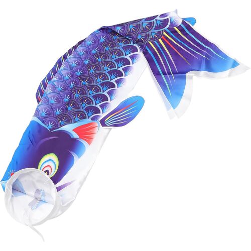 Mevronisshop-Manche À Air Carpe Poissons D Or Vent Streamer Poisson Cerf- Volant Drapeau Koinobori Suspendus Décor Pour Dragon Boat Festival Jardin Sushi Bar Izakaya Bleu 1m