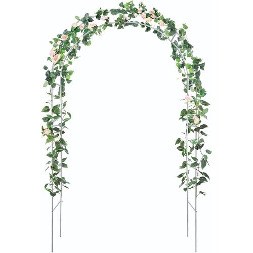 Mevronisshop-Atr Arche De Jardin En Métal Solide Pour Plantes Grimpantes, Pergola, 2 Tailles Disponibles : 240 Cm Ou 196 Cm De Hauteur, Blanc, Semi-Circulaire