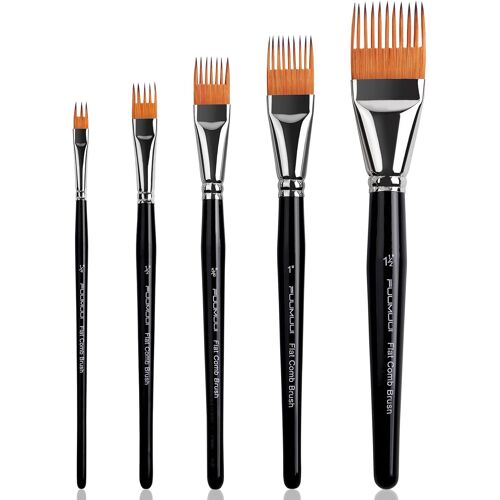 Mevronisshop-Pinceaux Grainer - 5 Pinceaux D'artiste Professionnel Pour Tracer Plusieurs Lignes Simultanément, Texture Unique | Parfait Pour Acrylique, Aquarelle Et Huile