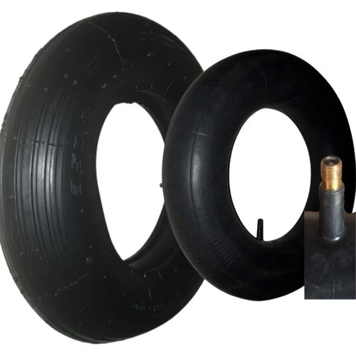 NouvelHorizonstore-OKAO Pneu brouette 3.50-8 + Chambre à air Compatible Roue de remorque,Tracteur Tondeuse,Diable,Chariot. Charge 120 kg. Valve TR13 Solide