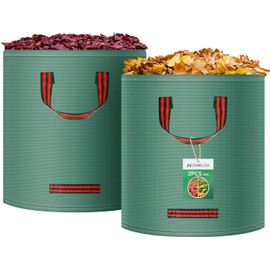 NouvelHorizonstore-Lot de 2 sacs à déchets de jardin, 500 l, avec poignées, autoportant, imperméables, durables, résistants à la corrosion, pour déchets de jardin et coupes vertes