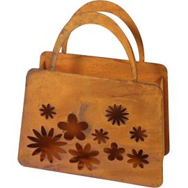 NouvelHorizonstore-Sac à planter - Photophore décoratif de parterre - En métal rouillé - 27 cm x 32 cm - Décoration de jardin