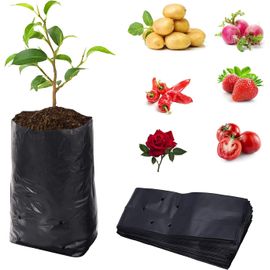 NouvelHorizonstore-Sac de Culture Spécial 100pcs Premium PE Biodégradable Avec Trou Respiratoire Pour Fruits, Herbes, Fleurs - 12x30cm (DxH)