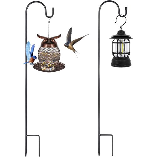 Nouvelhorizonstore-Lot De 2 Crochets De Berger, 80 Cm Crochet De Jardin Réglable En Métal, Crochets De Lanternes De Jardin Pour Suspendre Des Paniers À Plantes Lampes Solaires Mangeoires Décorations