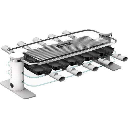 NouvelHorizonstore-Appareil à raclette 10 personnes, 1200 W, Plateaux verre, plateau supérieur démontable pour nettoyage simplifié, Repose poêlons intégré, Design épuré, Bouton marche/arrêt, 079901