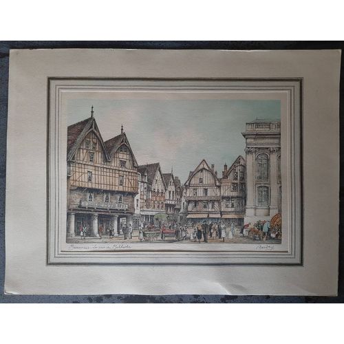 Lithographie De La Rue De Malherbe À Beauvais Par Barday