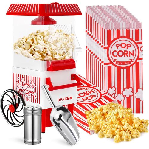 Ulteronixshop-Machine à popcorn, kit de machine à popcorn à air chaud, boîte cadeau, machine à popcorn portable, 10 tasses, sans huile, style rétro, compacte UE