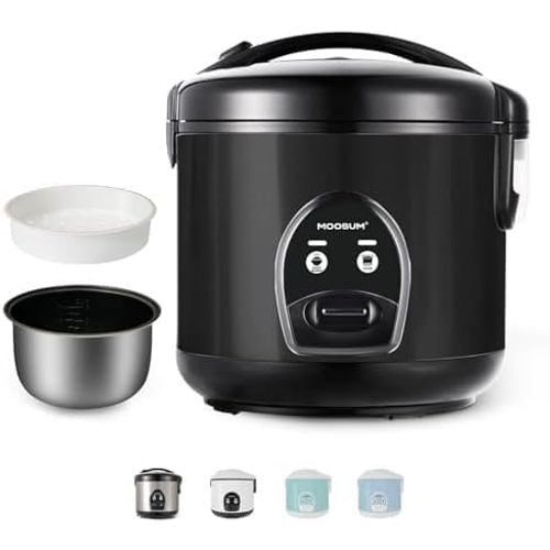 NouvelHorizonstore-Cuiseur à riz (rice cooker) - 1,8 l pour 2-10 personnes - Revêtement céramique avec insert pour cuiseur à vapeur - cuillère à riz et tasse à mesurer,Noir