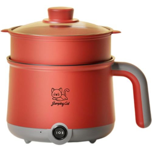 NouvelHorizonstore-1,8 L Mini Cuiseur à Riz Électrique Cuiseur Vapeur Electrique Cuiseur de Riz Multifonctionnel Mini-Cuiseur Simple pour Cuisine,Dortoir, Gris Rouge