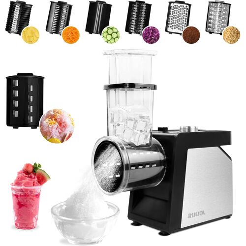 Subzonal-7 En 1 Coupe Légumes Électrique Broyeur À Glace Rape À Fromage Carottes Acier Inox Avec 7 Lames 250w Trancheuse De Légumes Professionnel De Cuisine Multifonctions 220v Fiche Ue