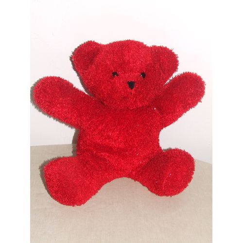 Ours Minouche Rouge Paillettes Scintillant 32 cm
