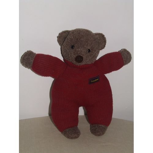 OURS JEMINI TRICOTOU ROUGE BORDEAU 33 cm