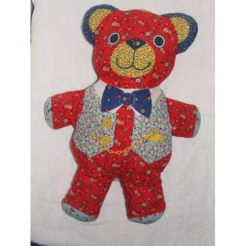 OURS ANCIEN VINTAGE ARTISANAL MULTICOLORE 45 cm