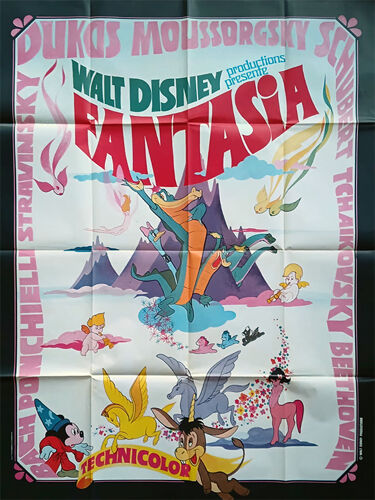 Fantasia /Disney - Véritable Affiche De Cinéma Pliée - Format 120x160 Cm - De Eric Goldberg, Pixote Hunt, Hendel Butoy, James Algar, Gaëttan Brizzi - 1946 Ressortie 1970