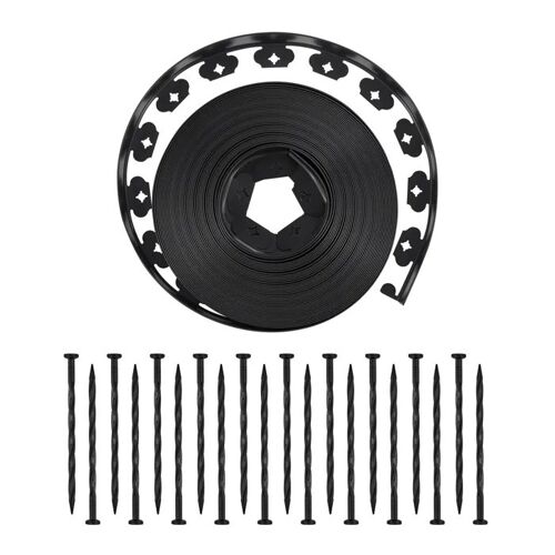 Bordure De Jardin En Plastique-Duoku-30 M X 4 Cm-Avec 120 Piquets-Installation Sans Creuser-Résistante Aux Uv