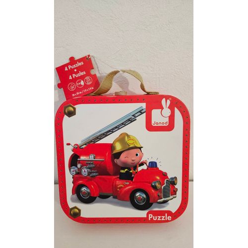 Valisette de 4 puzzles Pompiers - Janod