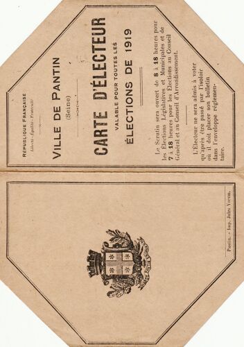 5 Anciennes Cartes D'Électeur De 1914 À 1925