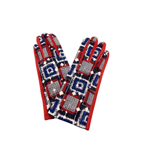 1 Paire De Gants Rouge Tactile A Motif Geometrique Femme By Oceane Taille Unique