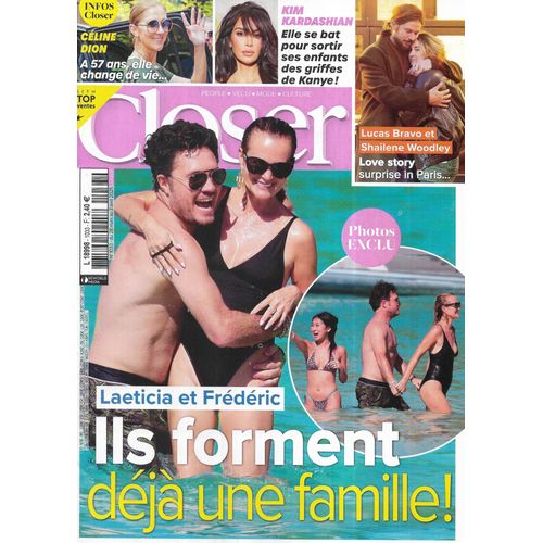 Closer N°1033 28/03/2025 Laeticia & Frédéric/ Lucas Bravo & Shailene Woodley/ Céline Dion/ Jennifer Aniston & Pedro Pascal/ Kim Kardashian/ Cécilia Cara/ Meghan Markle
