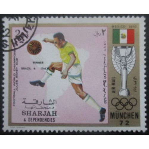 Sharjah Coupe Du Monde De Football Mexique 1970 Oblitéré