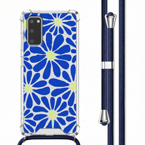 imoshion Coque Design avec cordon Samsung Galaxy S20 Cobalt Blue Flowers Connect