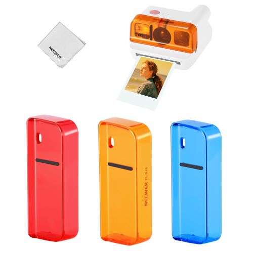 NEEWER Lot de 3 filtres d'objectif compatibles avec Appareil Photo Polaroid Go, kit d'accessoires de filtres en Gel de Couleur à Clipser (Rouge, Bleu, Orange) pour Photographie créative, FL-B18