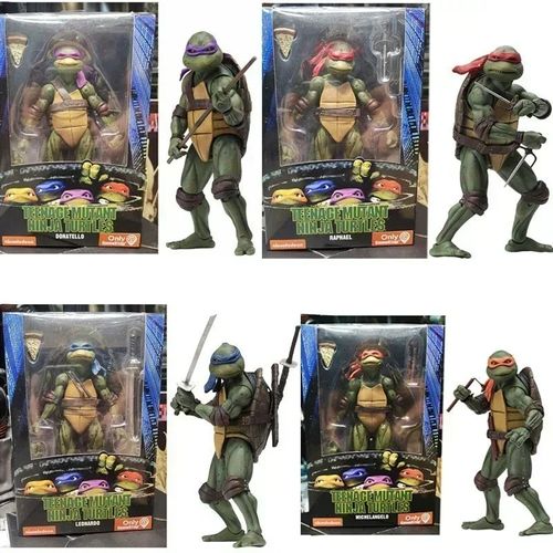 Lot 4 Figurines Tortues Ninja Tmnt Michelangelo Leonardo Raphael Donatello 18 Cm