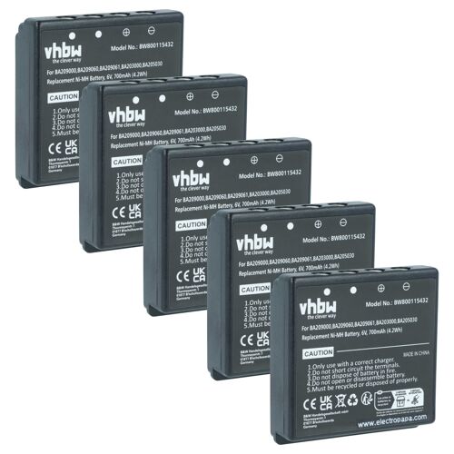 vhbw 5x Batterie compatible avec HBC Remote Control Crane Truck Driving, Technos opérateur télécommande industrielle (700mAh, 6V, NiMH)
