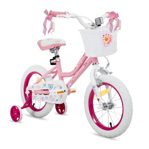 Vélo Enfant Fille 18 Pouces Joystar Angel Stabilisateurs Panier Rose