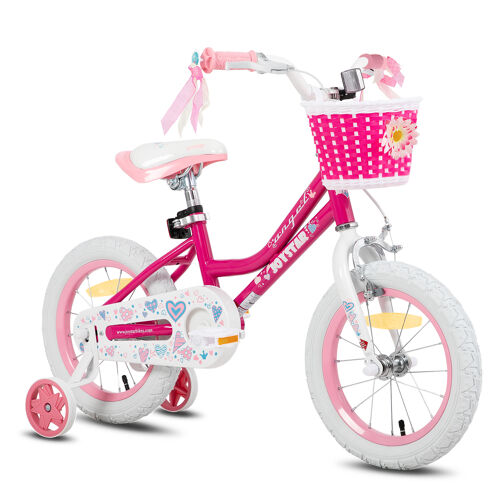 Vélo Enfant Fille 18 Pouces Joystar Angel Stabilisateurs Panier Fuchsia