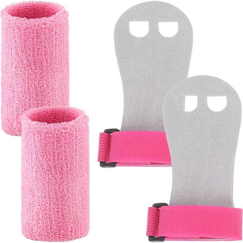 Gants De Préhension Pour Enfants - Gants En Cuir Et Bandages De Poignet - Protection Paumes Pour Gymnastique/Barre(Rose,L)