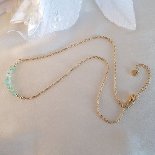 Collier Aventurine Verte Naturelle ¿ Doré ¿ Acier Inoxydable