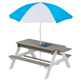 Table De Jardin Enfant 3 En 1 - Ginger Home - Parasol Réglable - Bac À Sable - Bac À Eau