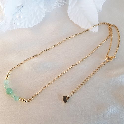 Collier Aventurine Naturelle ¿ Acier Inoxydable Doré - 11