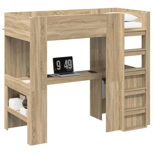 vidaXL Cadre de lit superposé avec bureau Bois d'ingénierie
