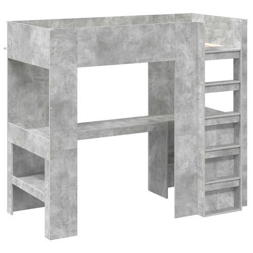 vidaXL Cadre de lit superposé avec bureau Gris béton 100 x 200 cm