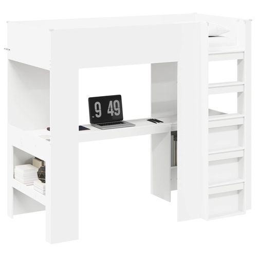 vidaXL Cadre de lit superposé avec bureau Blanc 100 x 200 cm