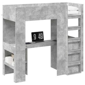 vidaXL Cadre de lit superposé avec bureau Gris béton 100 x 200 cm