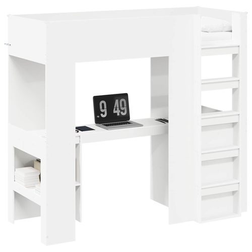vidaXL Cadre de lit superposé avec bureau Blanc 100 x 200 cm