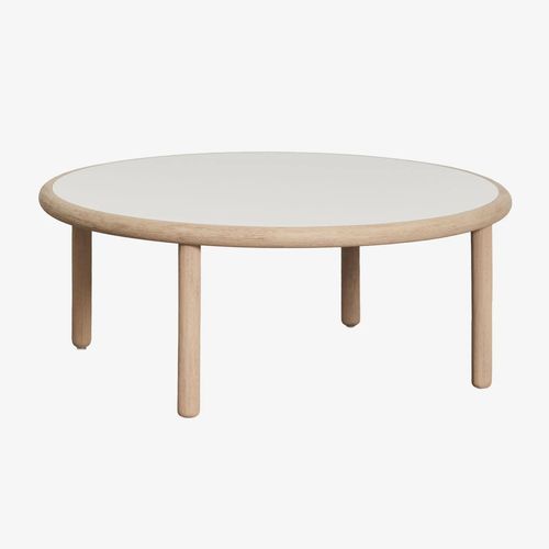 Table basse ronde en bois d'acacia Olivia Beige Semoline - Acacia Marron Clair Ø80 cm