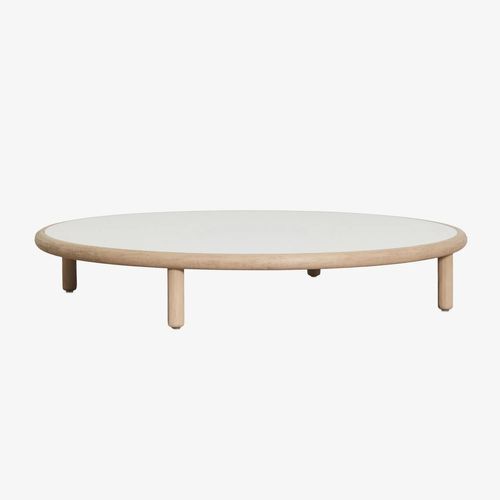 Table basse ronde en bois d'acacia Olivia Beige Semoline - Acacia Marron Clair Ø100 cm