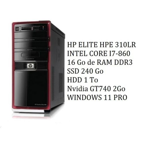 PC Tour Professionnel HP Pavilion HPE - Intel Core i7 4 C?urs / 8 Threads ¿ 16Go RAM ¿ SSD 240Go + Disque Dur 1To ¿ Carte Graphique NVIDIA GT 740 2Go ¿ Windows 11 Pro ¿ Prêt à l¿emploi