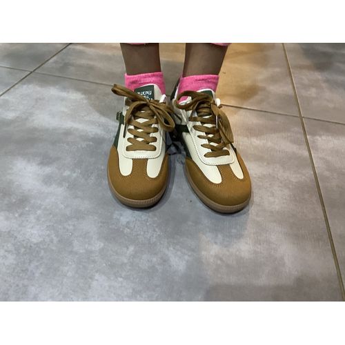 Baskets Rétro Fille 37 — Beige, Vert Et Camel, Comme Neuves(Id233)