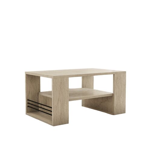 Table basse en bois "Iris" - 80 x 50 x 40 cm - Travertin