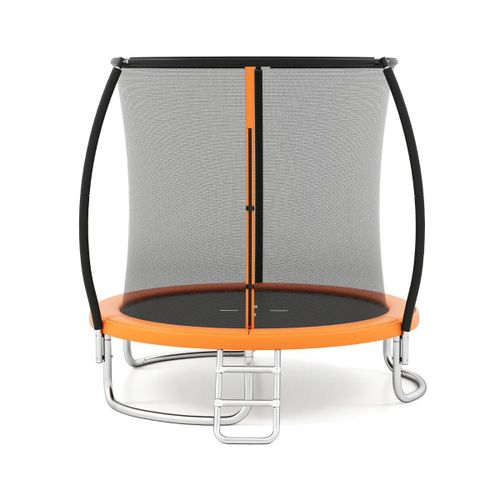 Trampoline Extérieur 244 X 240 X 60 Cm Avec Filet De Sécurité Et Échelle Stable Style Moderne En Acier Galvanisé Orange Helloshop26 20_0014507