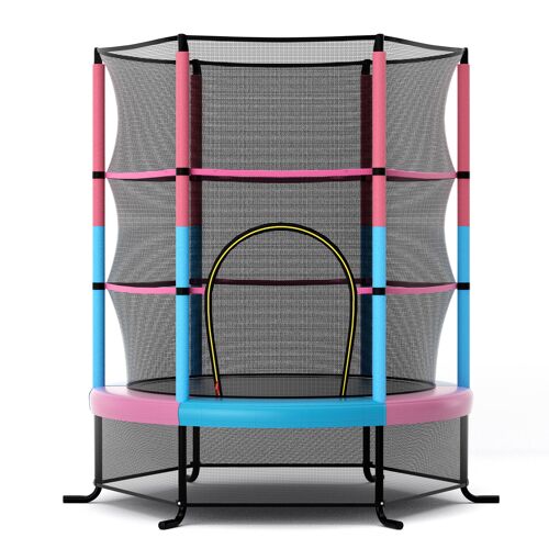 Trampoline De Jardin 165 X 165 X 161 Cm Sécurité Complète Appuis De Ressorts Pieds Incurvés En Pvc Rose Helloshop26 20_0014499