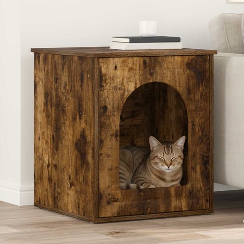 Vidaxl Maison Pour Chat Chêne Fumé 53 X 52 X 62 Cm Bois D'ingénierie